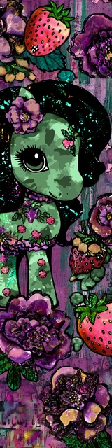 Free kawaii bookmark featuring a green pony in side view